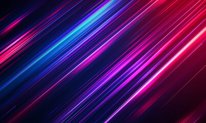 Fototapeta premium Abstract background with diagonal lines and neon lights. Abstract colorful gradient texture on a dark blue background in the style of Vector illustration, with purple light