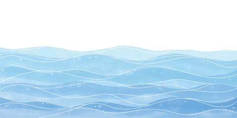 Ocean wave curve line vector background. Abstract ocean splashing waves. Luxury design with underwater plants and watercolor splash. Template design for text, packaging and prints.