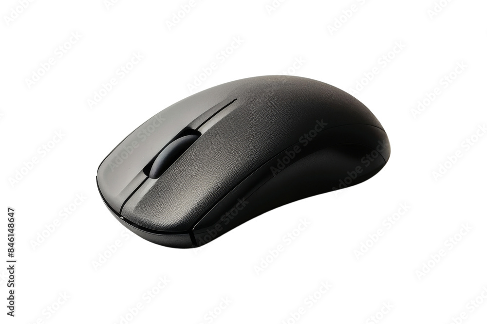 Poster black computer mouse with cord isolated on white background