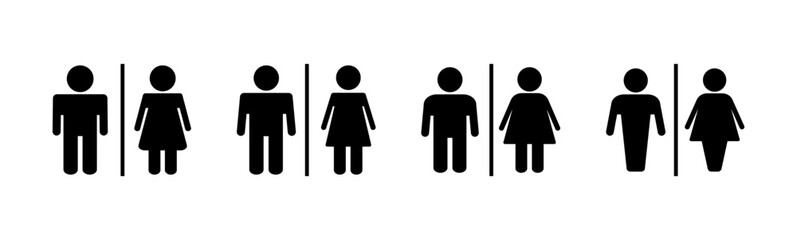 Toilet icon set. restrooms icon vector. bathroom sign. wc, lavatory