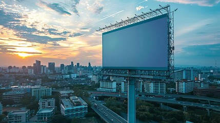 Large billboard discount sign with empty space for text, top view, targeting a wide audience, digital tone, Splitcomplementary color scheme