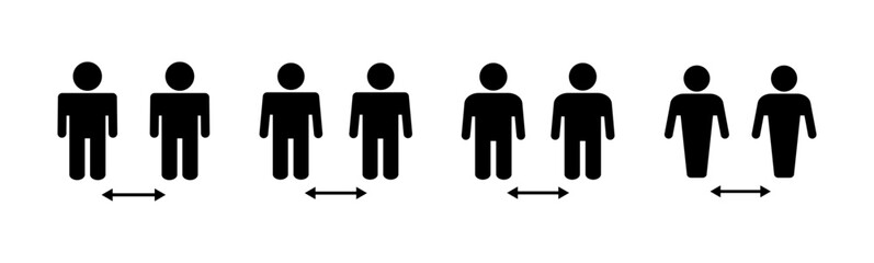 Social distance icon set. social distancing icon. self quarantine sign
