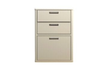 White metal filing cabinet with three drawers