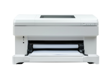 White printer isolated on white background