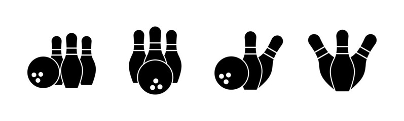 Bowling icon set. bowling ball and pin icon. bowling pins