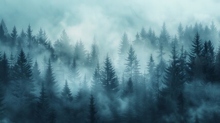 Misty Forest with Fading Trees