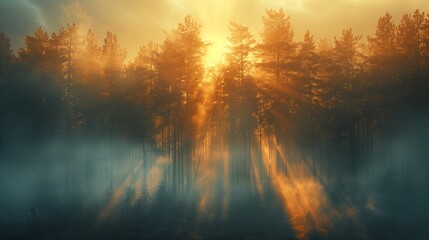 Sunbeams in a Mystical Forest