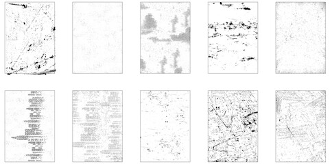 Set of grunge distressed texture background. Collection of 10 grunge texture image. Vector illustration.