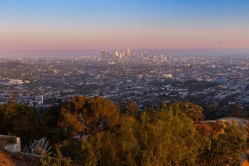 View  Los angeles skyline from Griffith Observatory, California, USA.