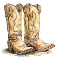 Pair of Worn Brown Cowboy Boots