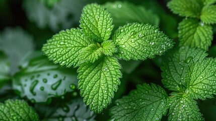 mint leaves in a garden