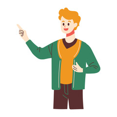 Man Pointing at Something Illustration