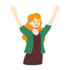 Happy woman with her arms up in the air