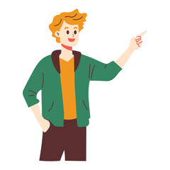 Man Pointing at Something Illustration
