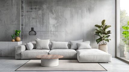 Modern living room with sofa and furniture