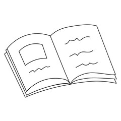 opened book doodle illustration for coloring