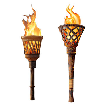 Set of Tiki Torch Isolated On Transparent Background