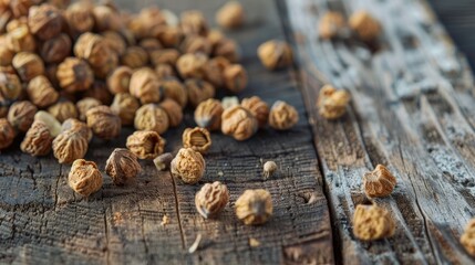 Obraz premium Tiger nuts dried on a wooden surface