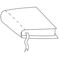 hardcover book with ribbon bookmark doodle illustration for coloring book