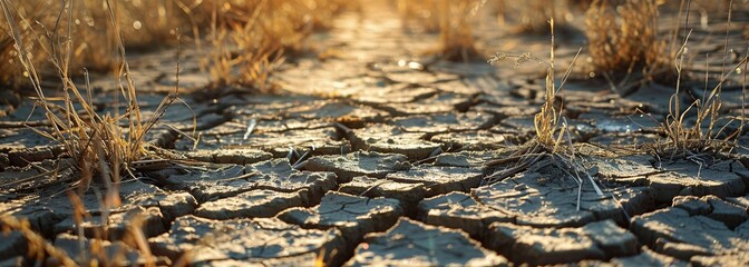 Dried grass after drought background