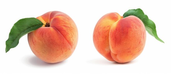 Fresh Peach Isolated on a White Background with Clipping Path