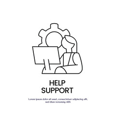 help support thin outline icon vector design good for web and mobile app