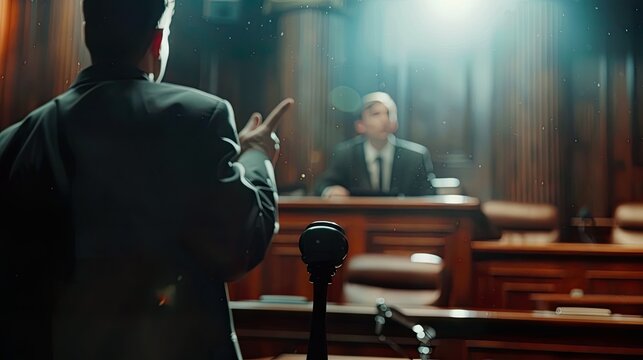 Lawyer Presenting Case in Courtroom