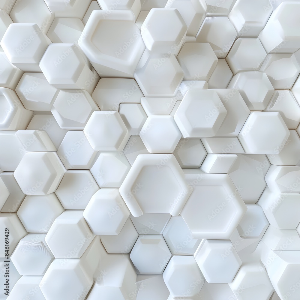 Poster abstract geometric 3d rendered hexagonal honeycomb pattern on white background