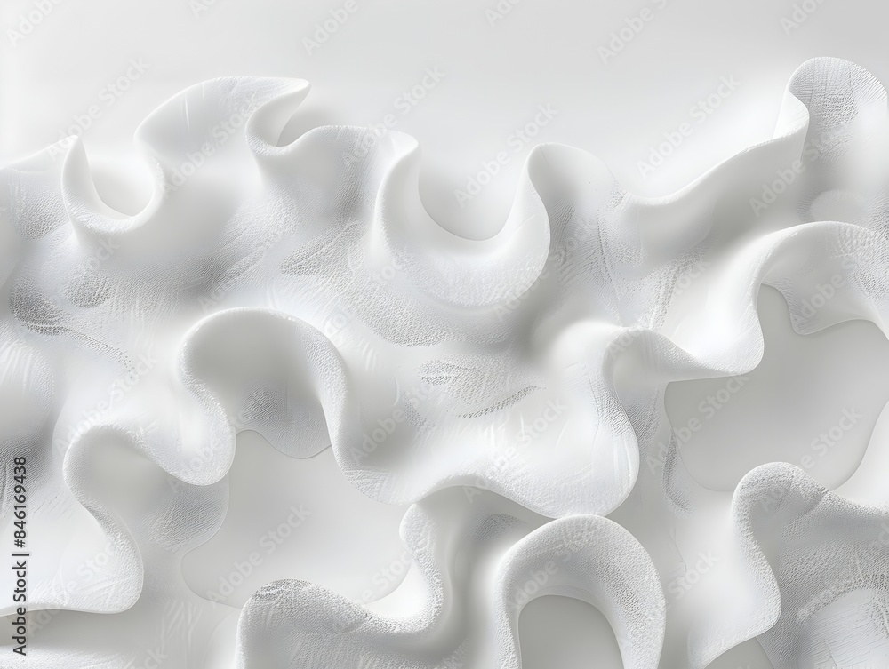 Poster abstract molded foam shapes with flowing wind patterns on white background