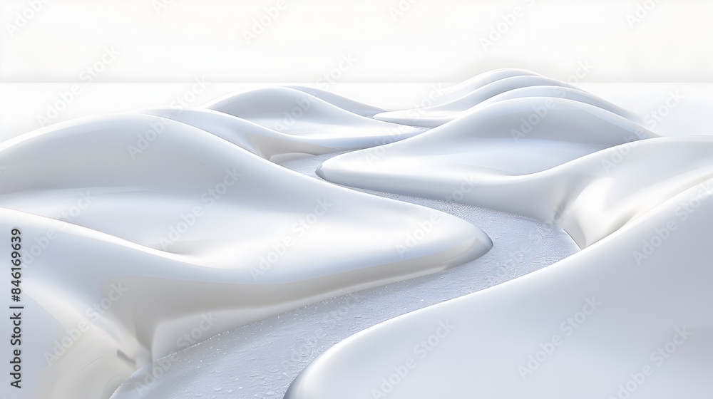 Poster captivating 3d rendered foam tracing meandering stream on isolated white background