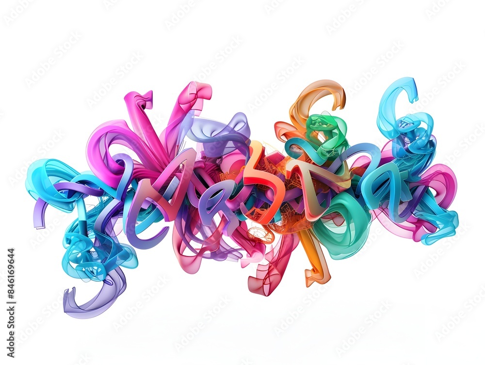 Poster captivating 3d rendered colored smoke twists and turns,creating dynamic graffiti letter display
