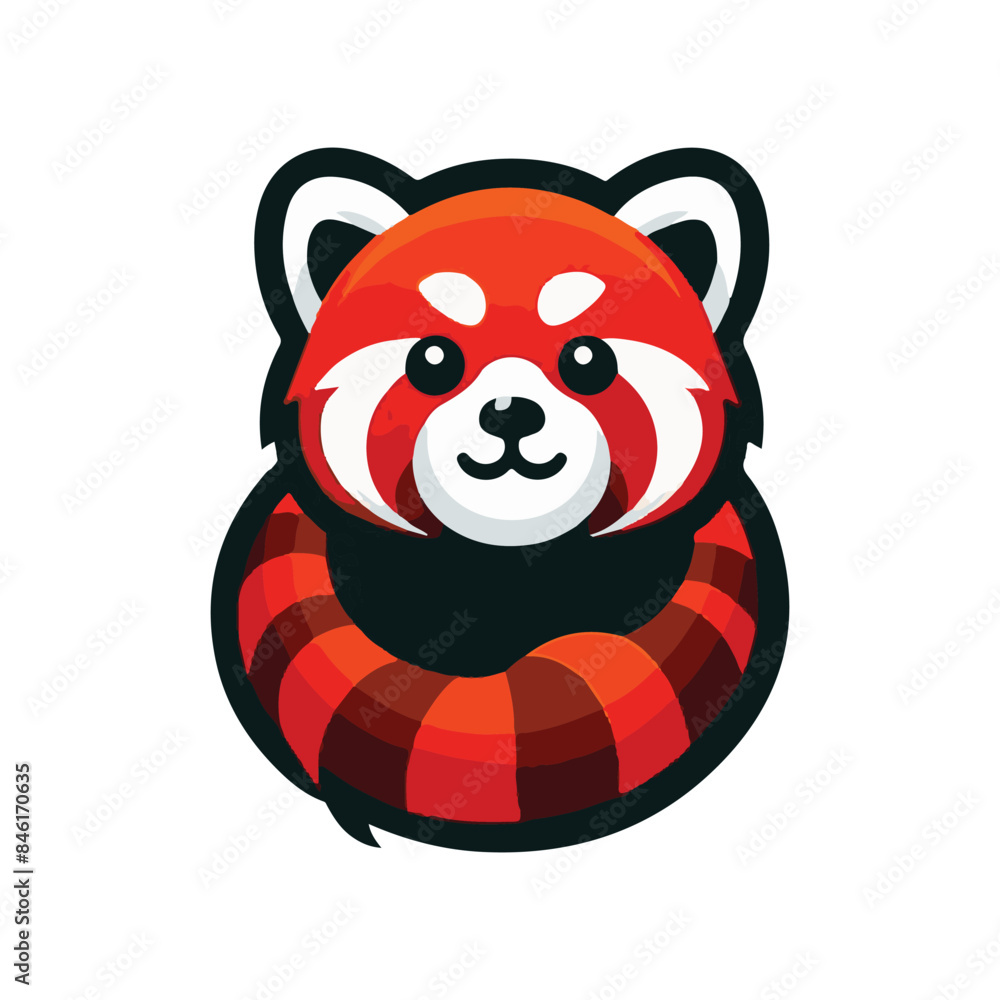 Wall mural red panda vector logo illustration style design