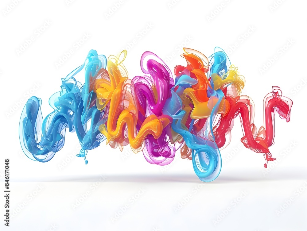 Poster colorful smoke twisting into cursive letters spelling unity message in dynamic graffiti-style art on