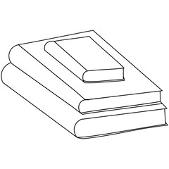 three books of different sizes stacked on top of one another doodle illustration for coloring book