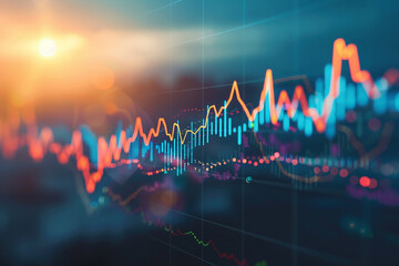 stock market charts with bullish trends, finance, growth chart