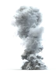 Dramatic 3D Rendered Smoke Cloud Representing Warfare Tactics and Hazards on White Background