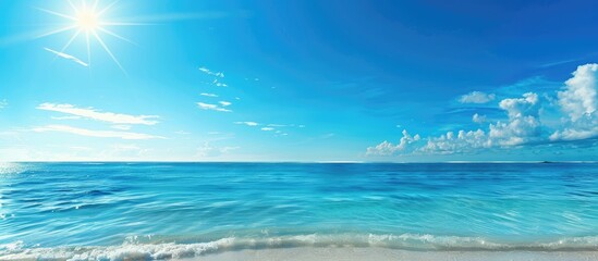Vivid Blue Ocean and Sunny Sky with Empty Space.