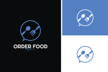 Food order logo design for restaurant online delivery template vector illustration idea