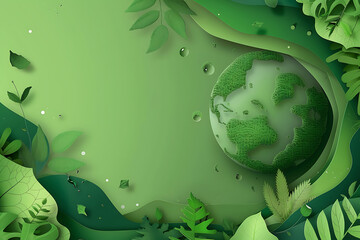 Earth day poster with green background