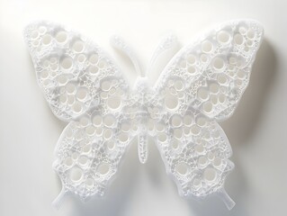 Ethereal Butterfly Shaped Foam Sculpture on Pristine White Background