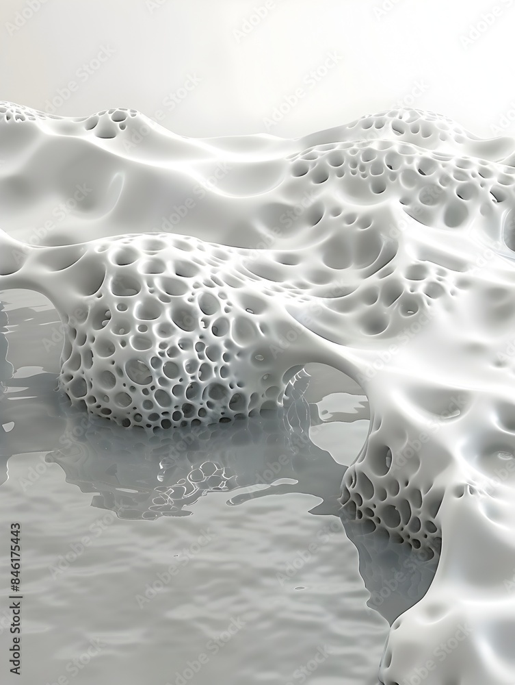 Poster ethereal foam patterns in tranquil aquatic realm on isolated white background