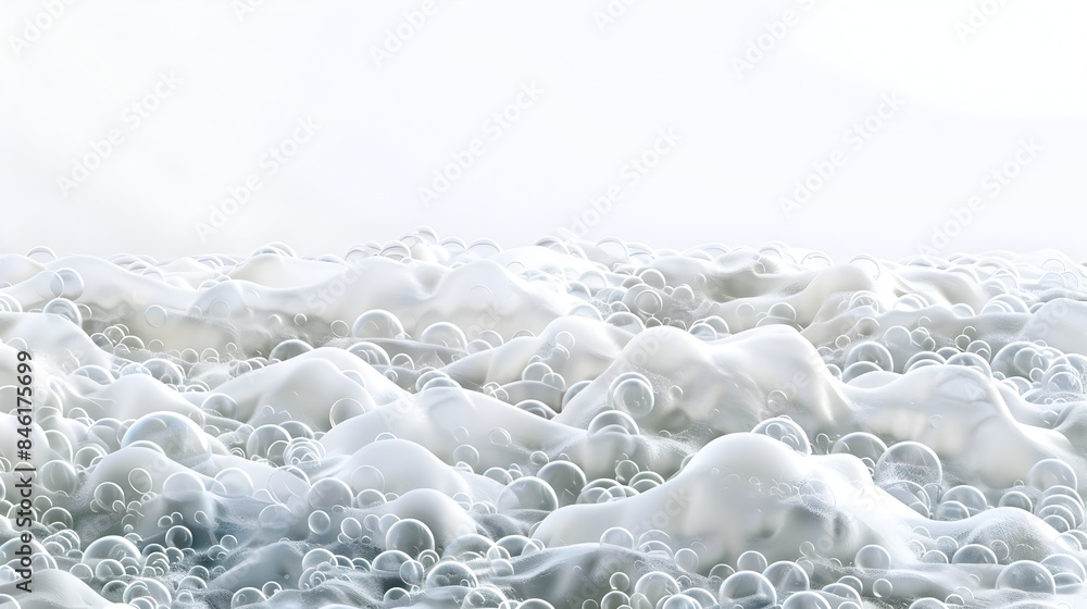Poster ethereal frothy blanket of foam bubbles floating on the ocean surface