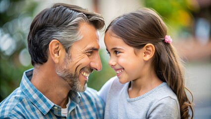 A Heartwarming Moment Captured As A Daughter Greets Her Father With A Bright Smile, Her Eyes Shining With Love And Happiness As She Gazes Into His.