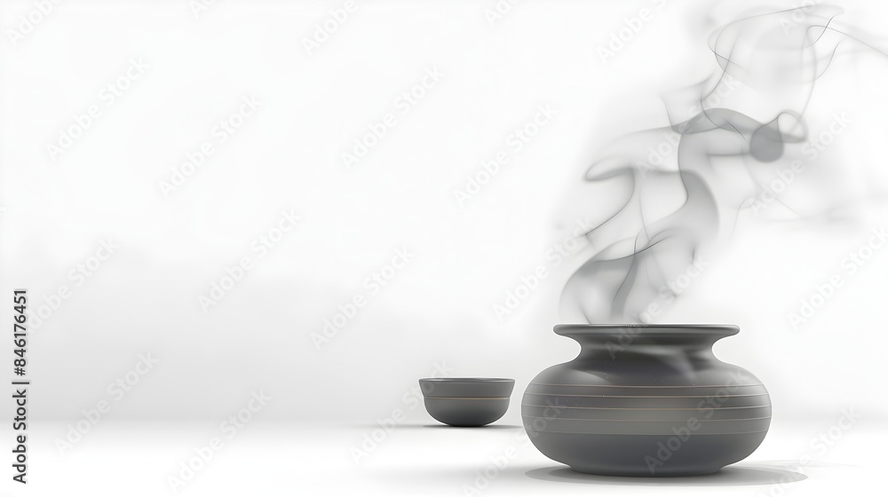 Poster exploring the role of smoke in traditional craftsmanship through 3d rendering on isolated white back