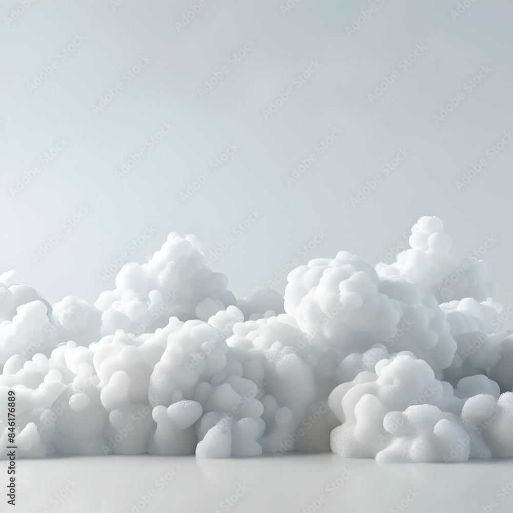 Poster fluffy clouds of ethereal 3d rendered abstraction on white background