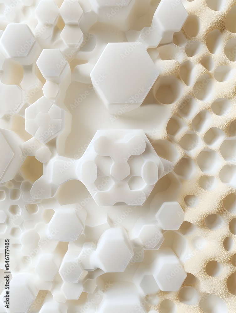 Poster geometric foam hexagon patterns on white background