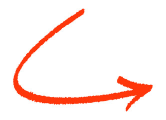 Brush-Styled Rightward Red Arrow with Curved Line