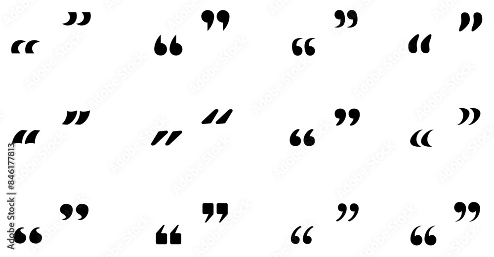 Poster a collection of black quotation marks in different styles