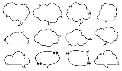 Fototapeta premium Cloud-Shaped Speech Bubbles with Quotation Marks Set