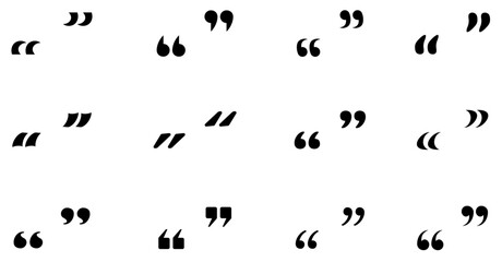 Obraz premium A collection of black quotation marks in different styles